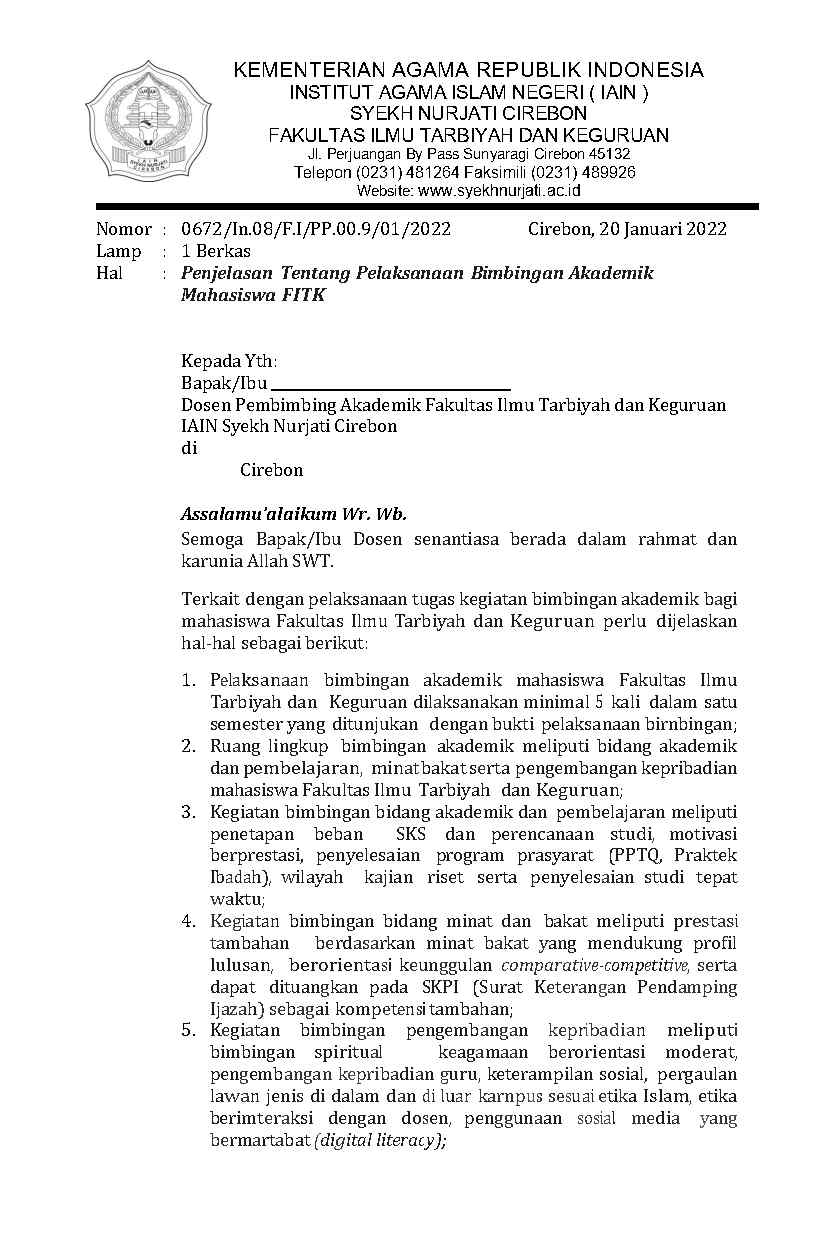 Pengumuman Data Dosen Pembimbing Akademik